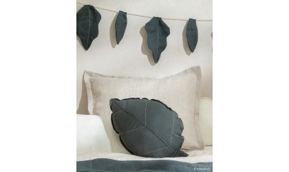cushion - leaf - french linen - green blue - nobodinoz - lausanne