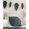 cushion - leaf - french linen - green blue - nobodinoz - lausanne
