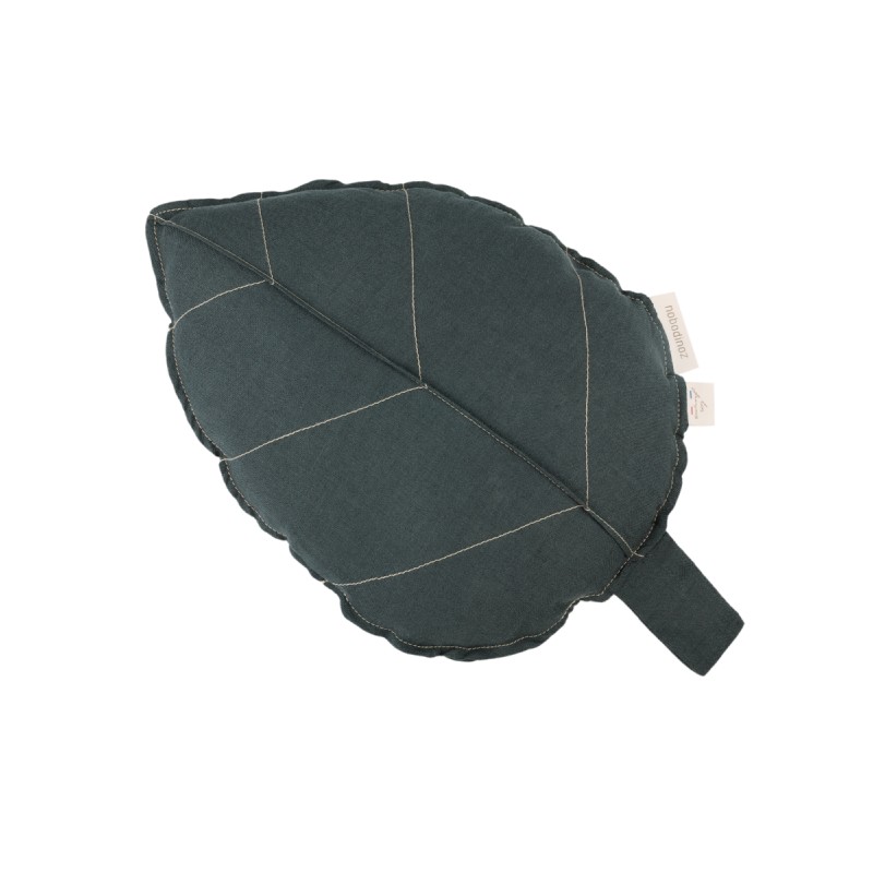 cushion - leaf - french linen - green blue - nobodinoz - lausanne