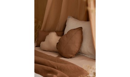 coussin - feuille - lin français - noisette - nobodinoz - lausanne