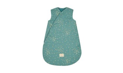 winter sleeping bag - snowy - gold confettis - magic green - nobodinoz - lausanne