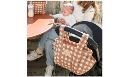 Hyde park stroller organizer bag - TERRACOTTA CHECKS ¦ NOBODINOZ