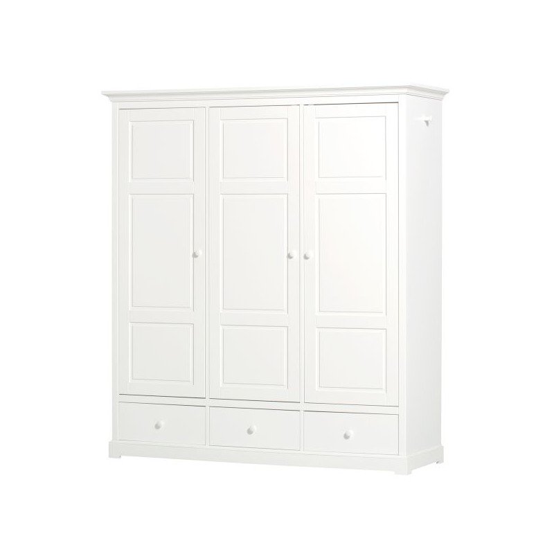 Wardrobe 3-door White - Seaside Oliver Furniture - Petit Toi