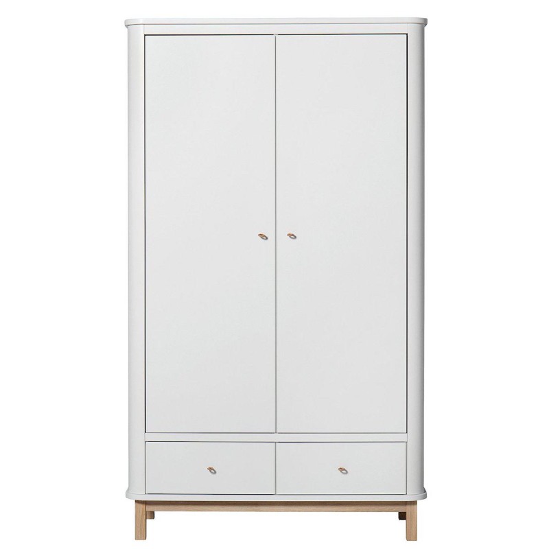 Wardrobe - Wood Collection - White/Oak (2 doors)
