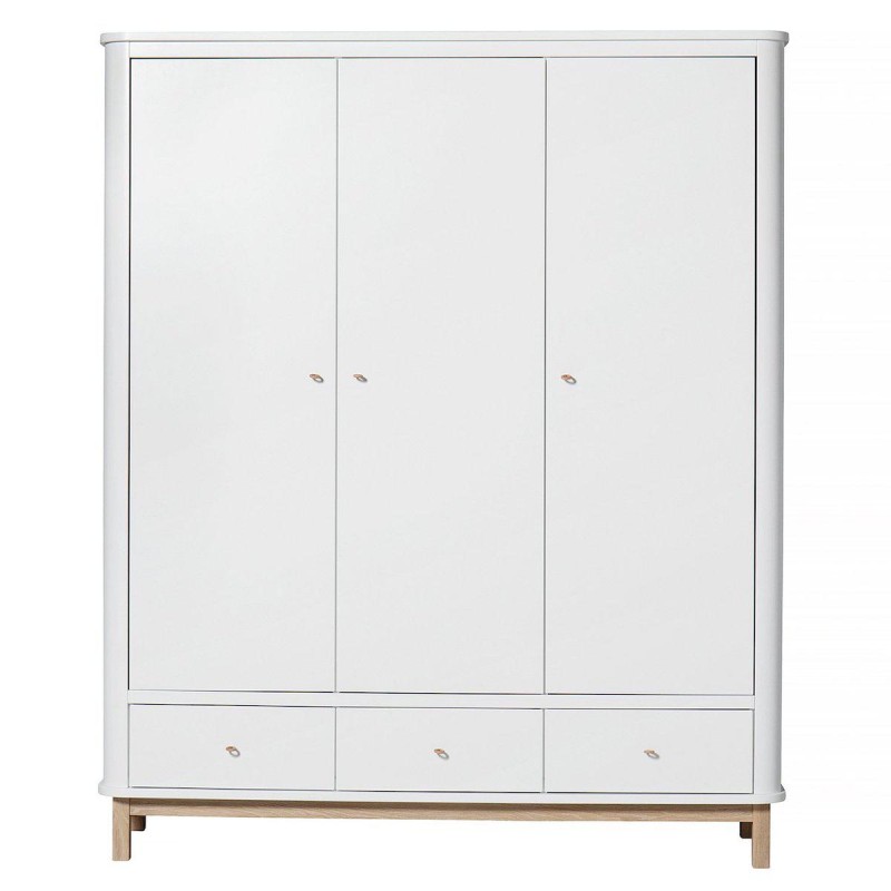 Kids wardrobe - White/Oak (3 doors)  - Oliver Furniture - Petit Toi