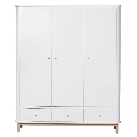 Kids wardrobe - White/Oak (3 doors) - Oliver Furniture - Petit Toi