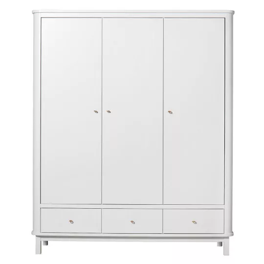 Kid Wardrobe - White (3 doors) - Oliver Furniture - Petit Toi