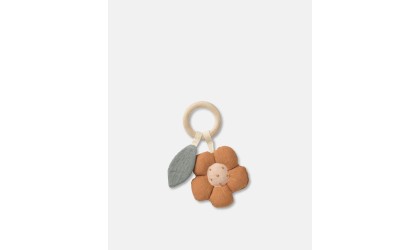 Flower teething and sensory rattle natural organic linen - DEAR APRIL
