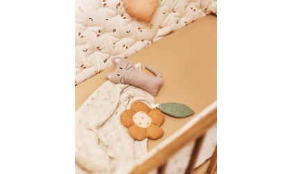 Flower teething and sensory rattle natural organic linen - DEAR APRIL