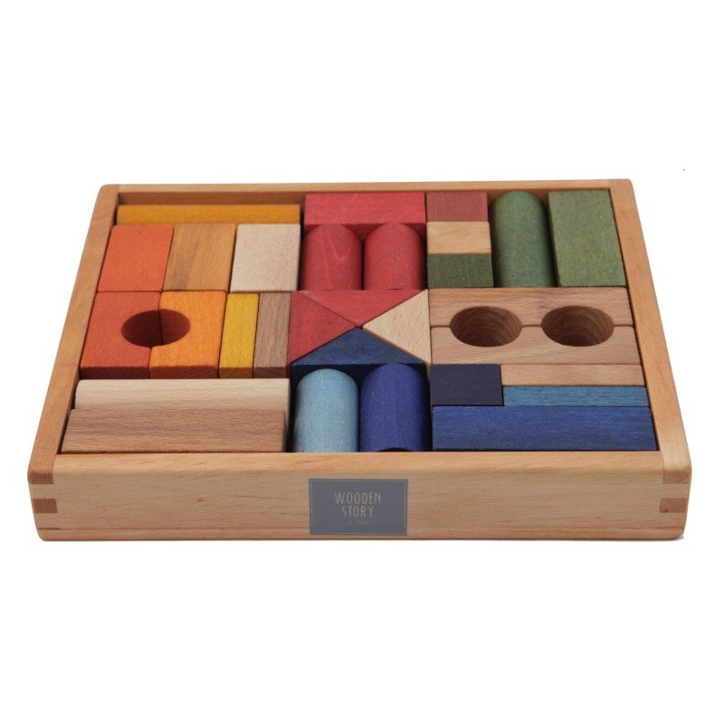 Blocs en bois 30 pièces Arc-en-ciel - Wooden Toys