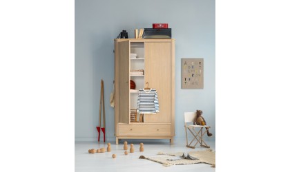 2-door oak children's wardrobe - Natural Wood