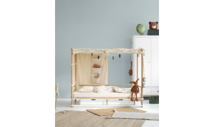 Wood canopy bed, white/oak - Oliver Furniture