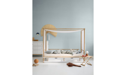 Wood canopy bed, white/oak - Oliver Furniture