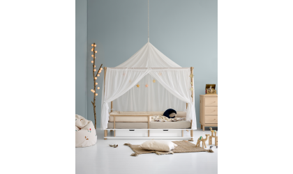 Wood canopy bed, white/oak - Oliver Furniture