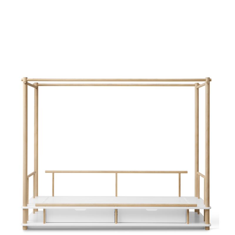 Wood canopy bed, white/oak - Oliver Furniture