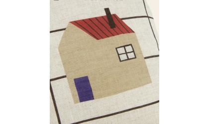 Coussin Vibes Lin - black grid home