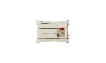 Coussin Vibes Lin - black grid home