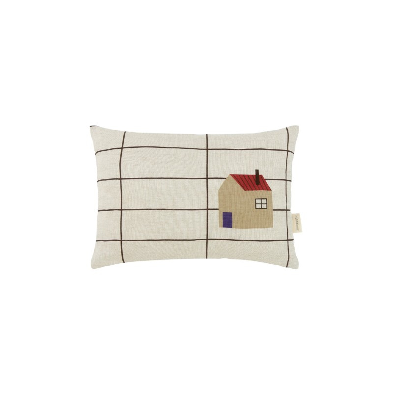 Coussin Vibes Lin - black grid home Coussin Vibes Lin - black grid home