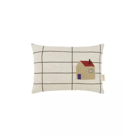 Vibes Linen cushion - black grid home