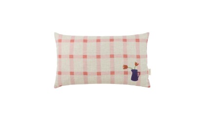 Lino Embroids rectangular cushion - Pink Tulips NOBODINOZ