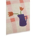 Lino Embroids rectangular cushion - Pink Tulips NOBODINOZ