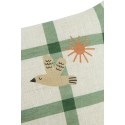 Lino Embroids rectangular cushion - Green windowpane bird  NOBODINOZ