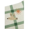 Lino Embroids rectangular cushion - Green windowpane bird  NOBODINOZ