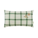 Lino Embroids rectangular cushion - Green windowpane bird  NOBODINOZ