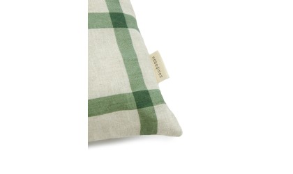 Lino Embroids rectangular cushion - Green windowpane bird  NOBODINOZ