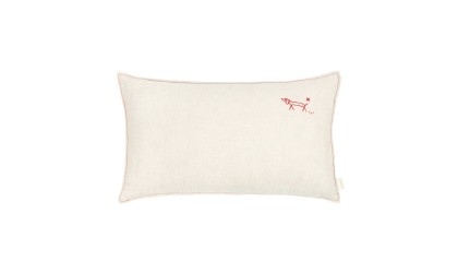 Lino Embroids cushion - Greige NOBODINOZ