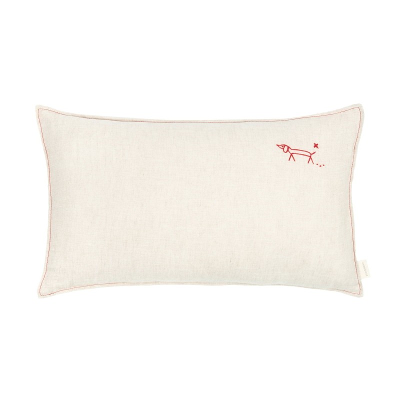 Lino Embroids cushion - Greige NOBODINOZ Lino Embroids cushion - Greige NOBODINOZ