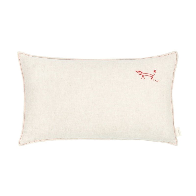 Coussin rectangulaire Lino Embroids - Greige NOBODINOZ