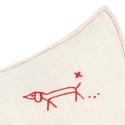 Lino Embroids cushion - Greige NOBODINOZ
