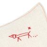 Lino Embroids cushion - Greige NOBODINOZ