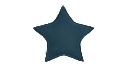Coussin étoile lin français Bleu– Nobodinoz