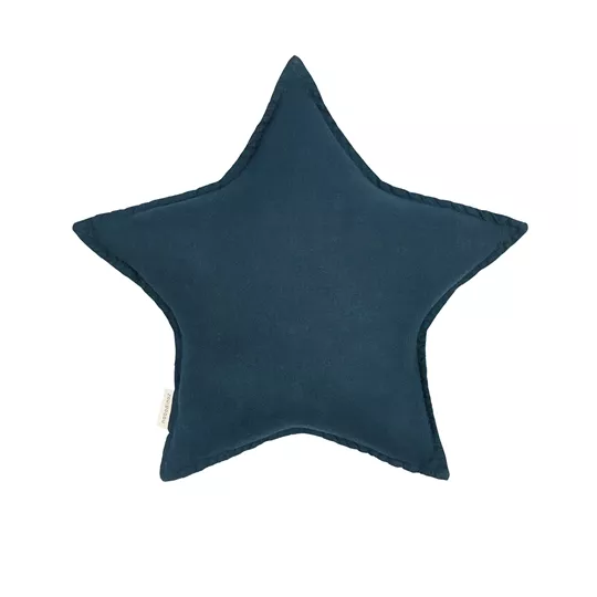 French linen star cushion Deep blue - Nobodinoz