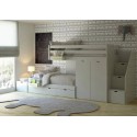 Children's train bed with storage, wardrobe, drawers, or extra bed.