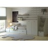 Children's train bed with storage, wardrobe, drawers, or extra bed.