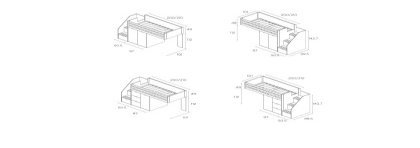 Lit train enfant modulable avec rangements personnalisable - MUBA