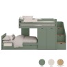 Children's train bed with storage, wardrobe, drawers, or extra bed.