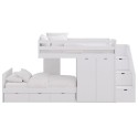 Children's train bed with storage, wardrobe, drawers, or extra bed.