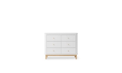 Commode Blanc/chêne 6 tiroirs  - Oliver Furniture - Petit Toi