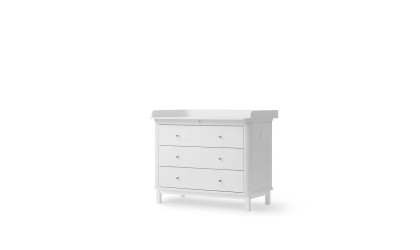 Baby Dresser 3 Drawers with Changing Table – White  | Wood Collection