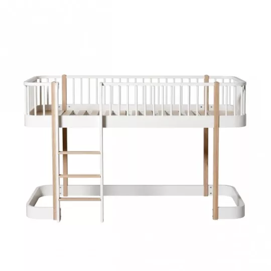 Lit mezzanine bas – Wood Collection – Blanc/chêne