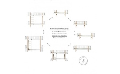 Lit mezzanine bas – Wood Collection – Blanc/chêne