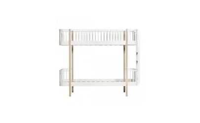 Lit superposé – Wood Collection – Blanc/chêne (échelle de côté)