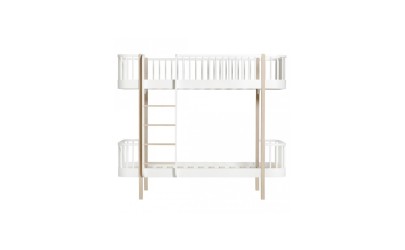 Lit superposé – Wood Collection – Blanc/chêne (échelle devant)