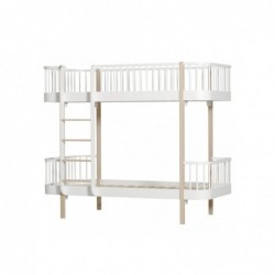 Lit superposé – Wood Collection – Blanc/chêne (échelle devant)