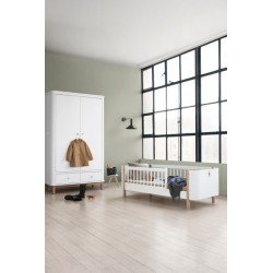 Lit bébé évolutif – Wood Mini Collection – Blanc/Chêne
