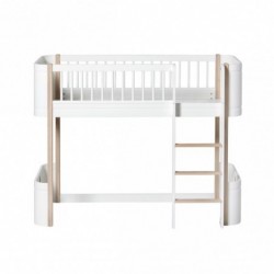 Lit mezzanine bas – Wood Mini Collection – Blanc/chêne